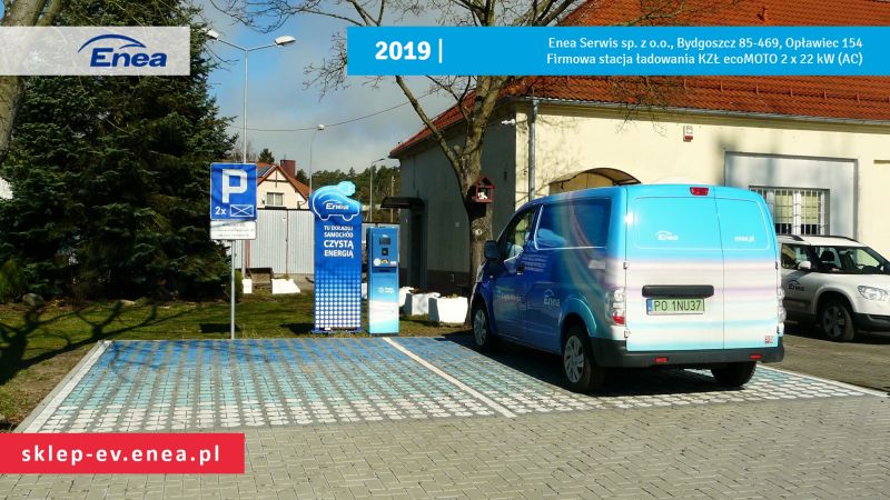 2019 Realizacja stacji ładowania pojazdów elektrycznych przy Siedzibie Rejonu Bydgoszcz Enea Serwis